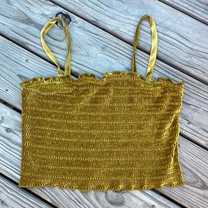 Smocked velvet crop top